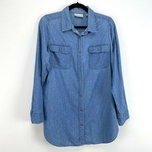 Avenue Womens Denim Button Up Shirt